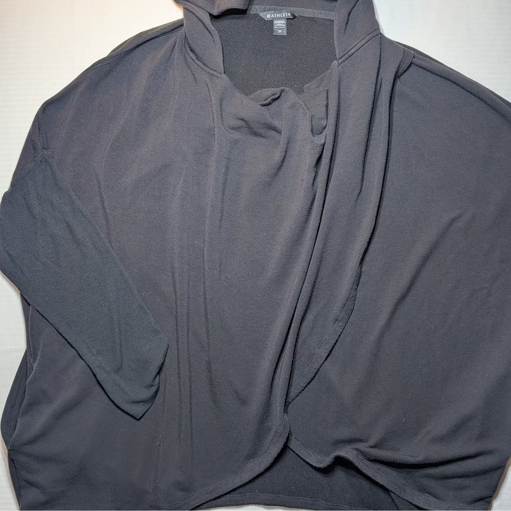 Athleta Black Fleece Wrap Hoodie Crossover Draped‎ Cardigan Plus Size 2X